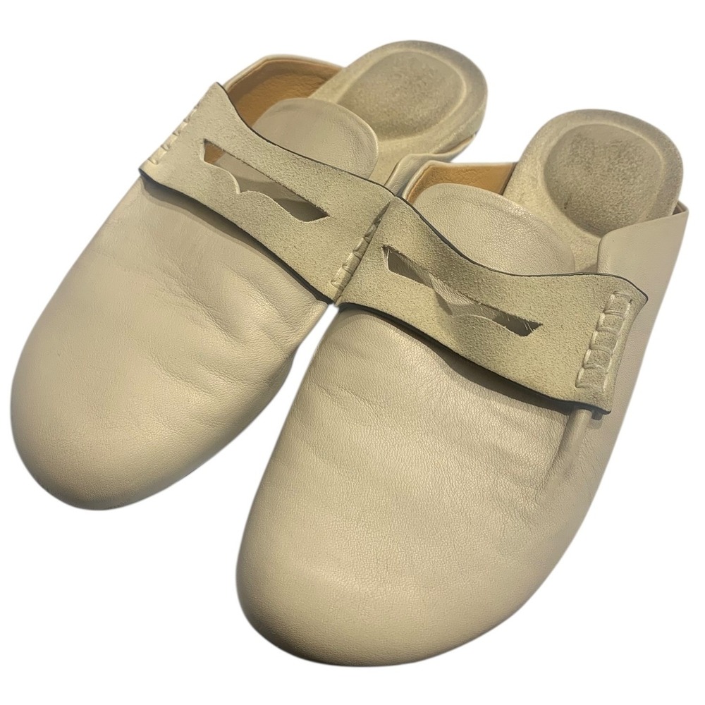 Rag Bone New York Beige Leather Slip On Mules‎ Loafers Women's Size 37.5 us 7.5